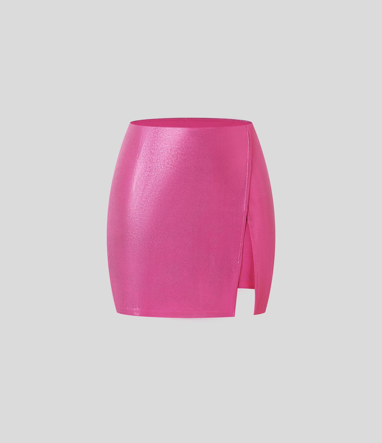 Mini-jupe moulante 2-en-1 SoftlyZero™ taille haute en simili, ourlet, effet sparkle métalisé, extensible avec poches