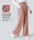 Halara Flex™ Pantalon Tailleur Large Fluide Gaufré Taille Haute Poches Latérales