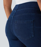 Halara Flex™ Jean Droites Travail en Maille Extensible Taille Haute Plusieurs Poches
