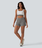 Short de yoga 2-en-1 SoftlyZero™ Airy croisé taille haute 7,5 cm effet frais InstantCool avec poches