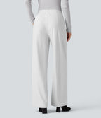 Pantalon de travail Halara Flex™ droit à rayures, taille haute, avec poches