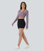 Softlyzero™ Plush Top Sport Yoga Manches Longues Trou pour le Pouce Dos Nu Col Halter