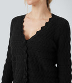 Cardigan décontracté maille pull col V manches longues