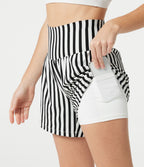 Short de yoga ample 2 en 1 à rayures taille ultra haute avec poches