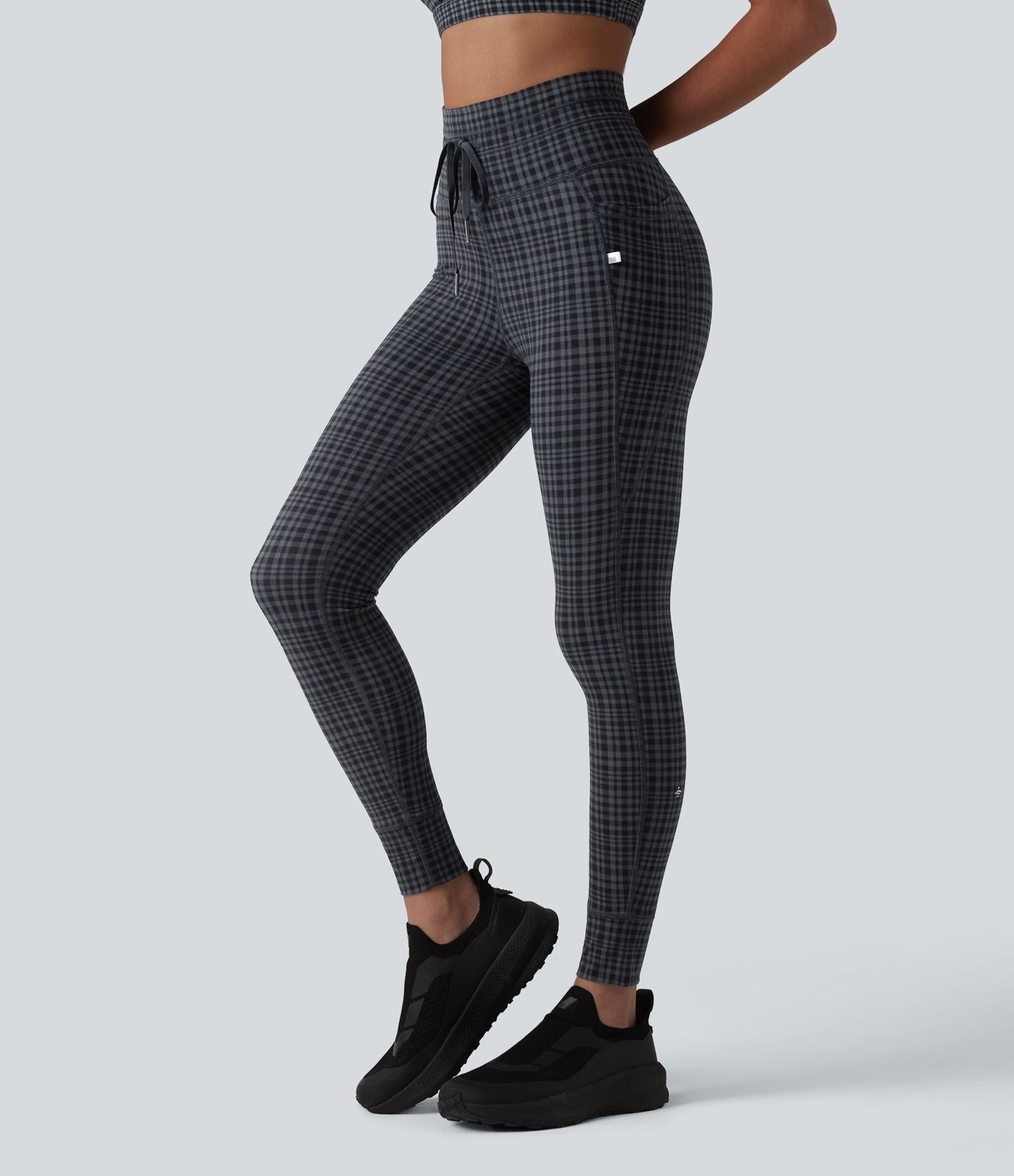 Legging de yoga Halara UltraSculpt™ taille haute avec cordon de serrage imprimé carreaux avec poches