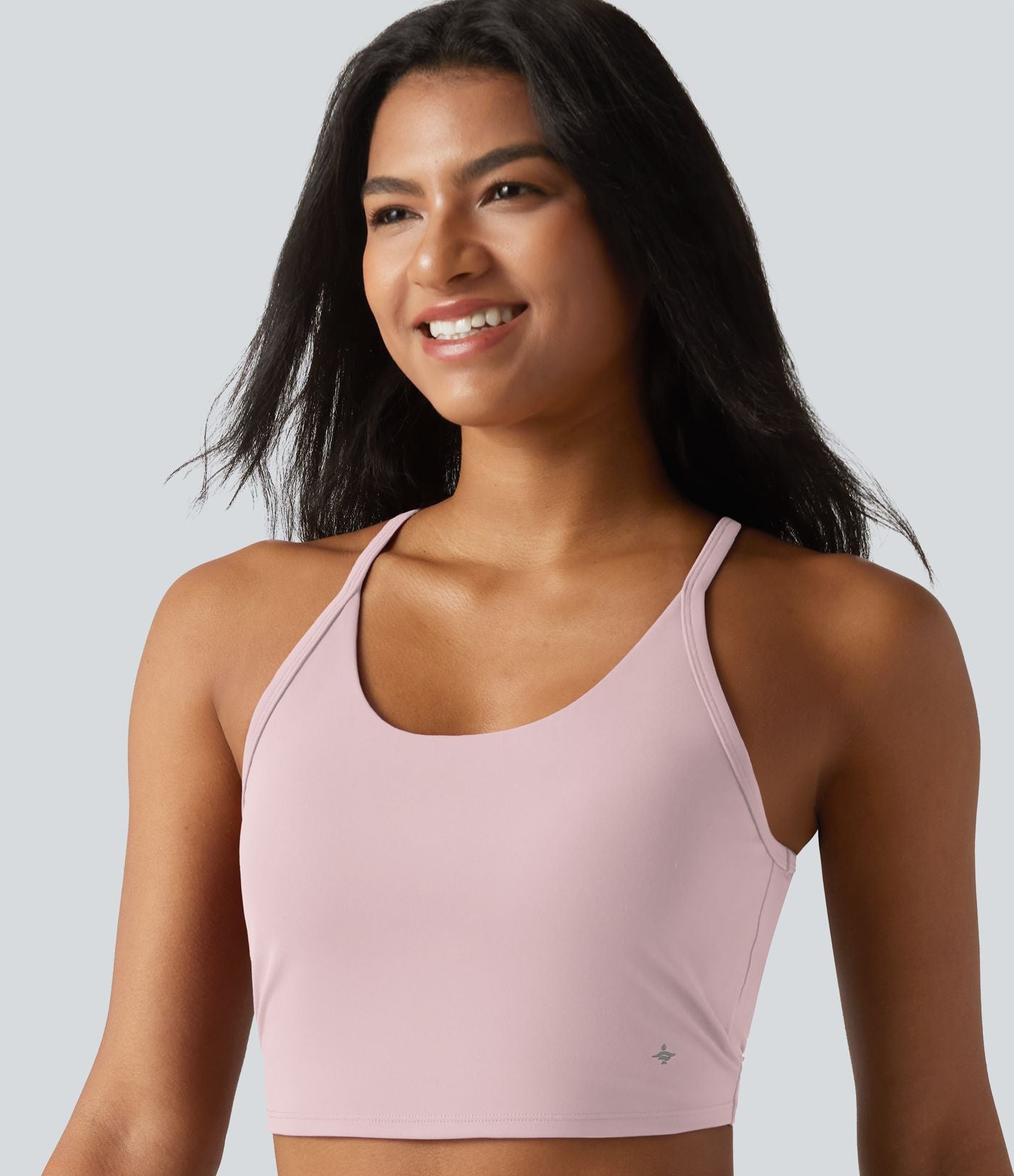 Débardeur de yoga SoftlyZero™ en peluche douce, dos torsadé découpé, col en U et soutien-gorge intégré