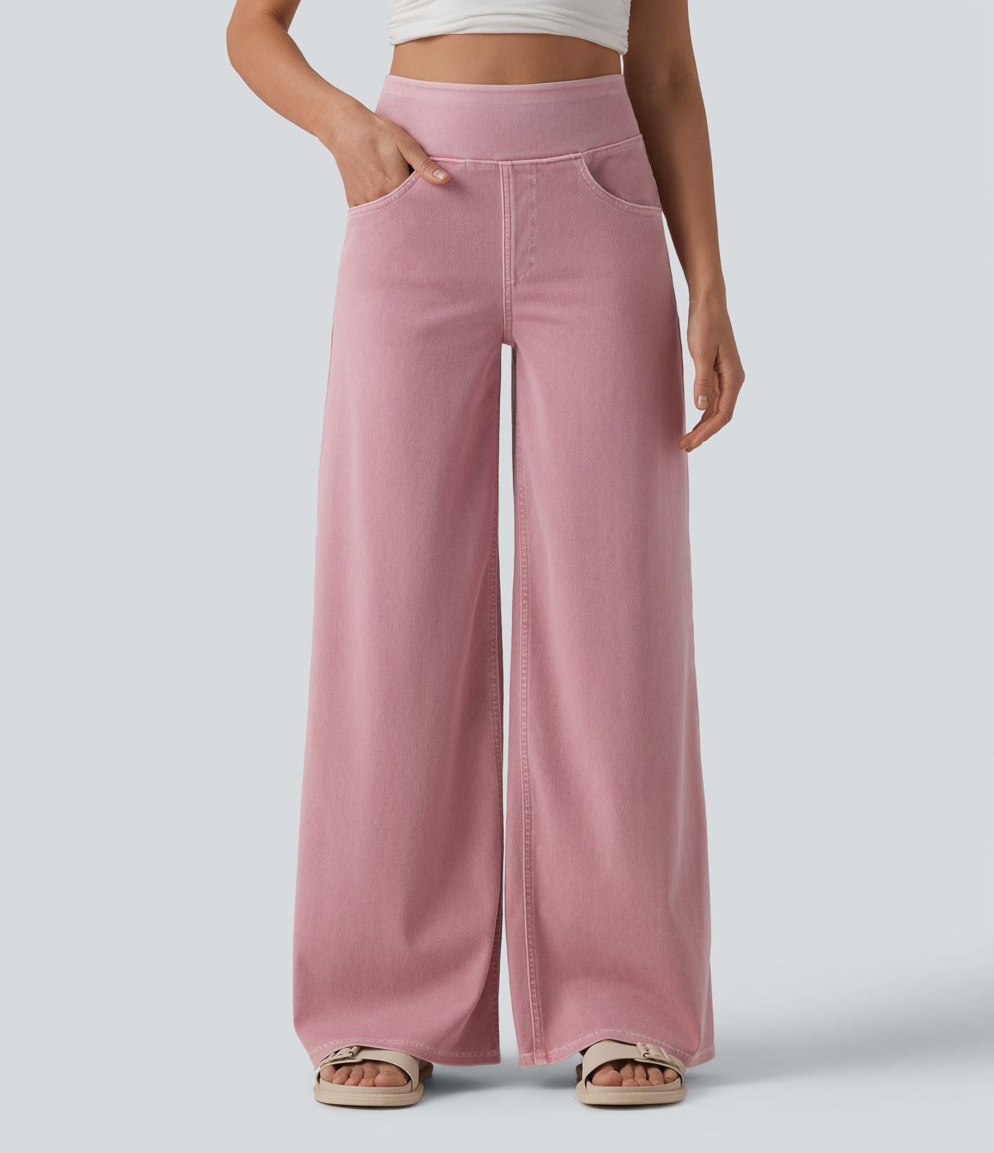 Halara Flex™ Jean large coloré casual taille haute avec poches