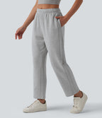 Pantalon de jogging décontracté fuselé taille mi-haute avec cordon de serrage intérieur coton avec poches