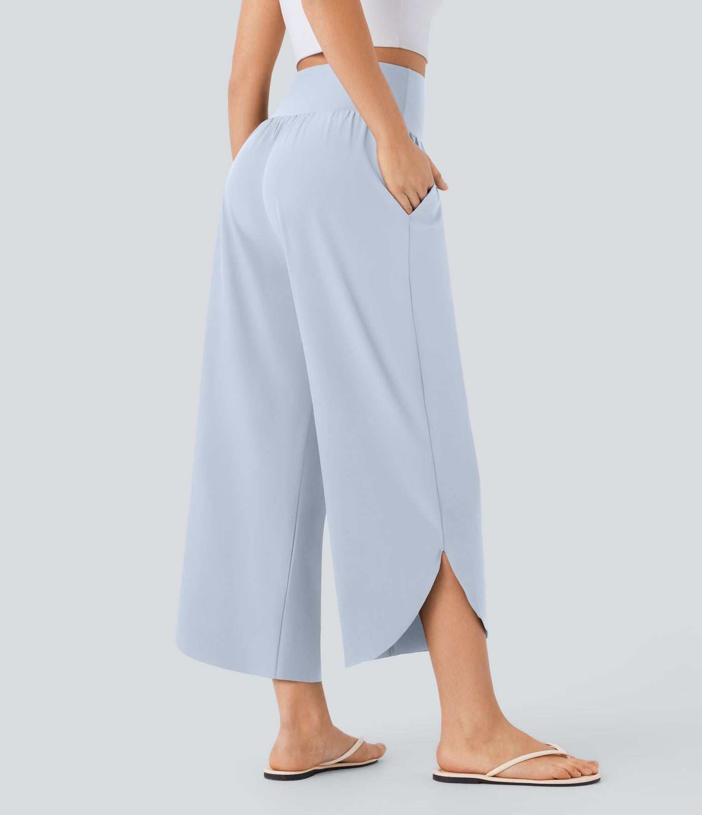 Pantalon fluide resort Breezeful™ à séchage rapide, coupe fendue et effet ventre plat