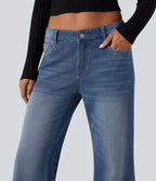 Halara Flex™ Jean évasé décontracté délavé taille basse avec poches
