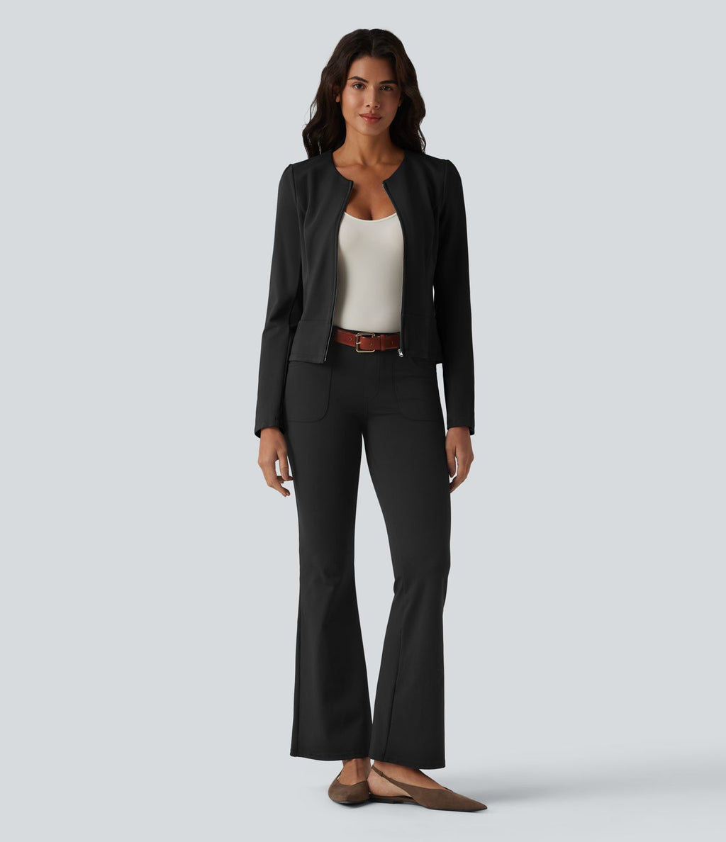Veste tailleur col rond manches longues