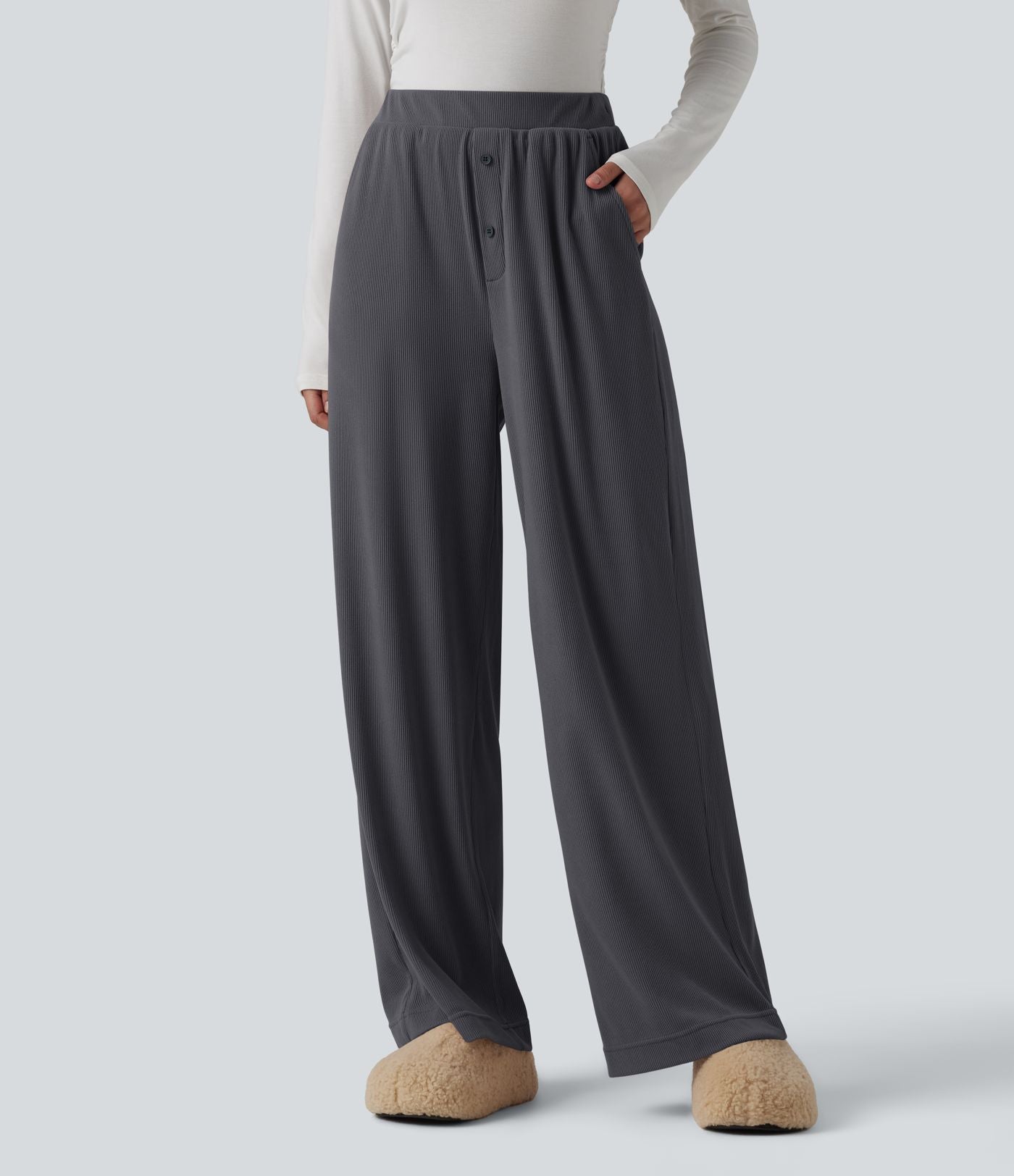 Pantalon de détente taille haute avec poches