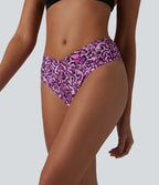 Bas de bikini léopard taille haute croisé
