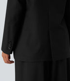 Blazer de travail anti-froissement aspect lin col cranté manches longues avec poches