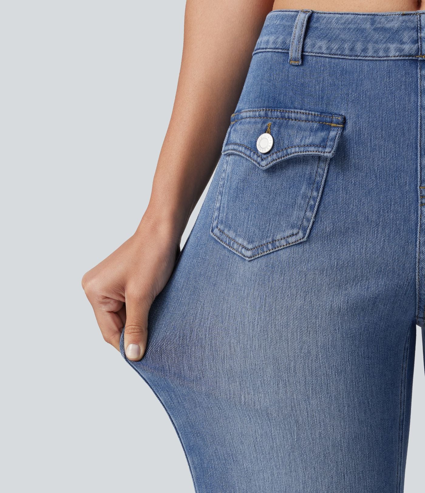Jean évasé Halara Flex™ décontracté, taille moyenne, à poches