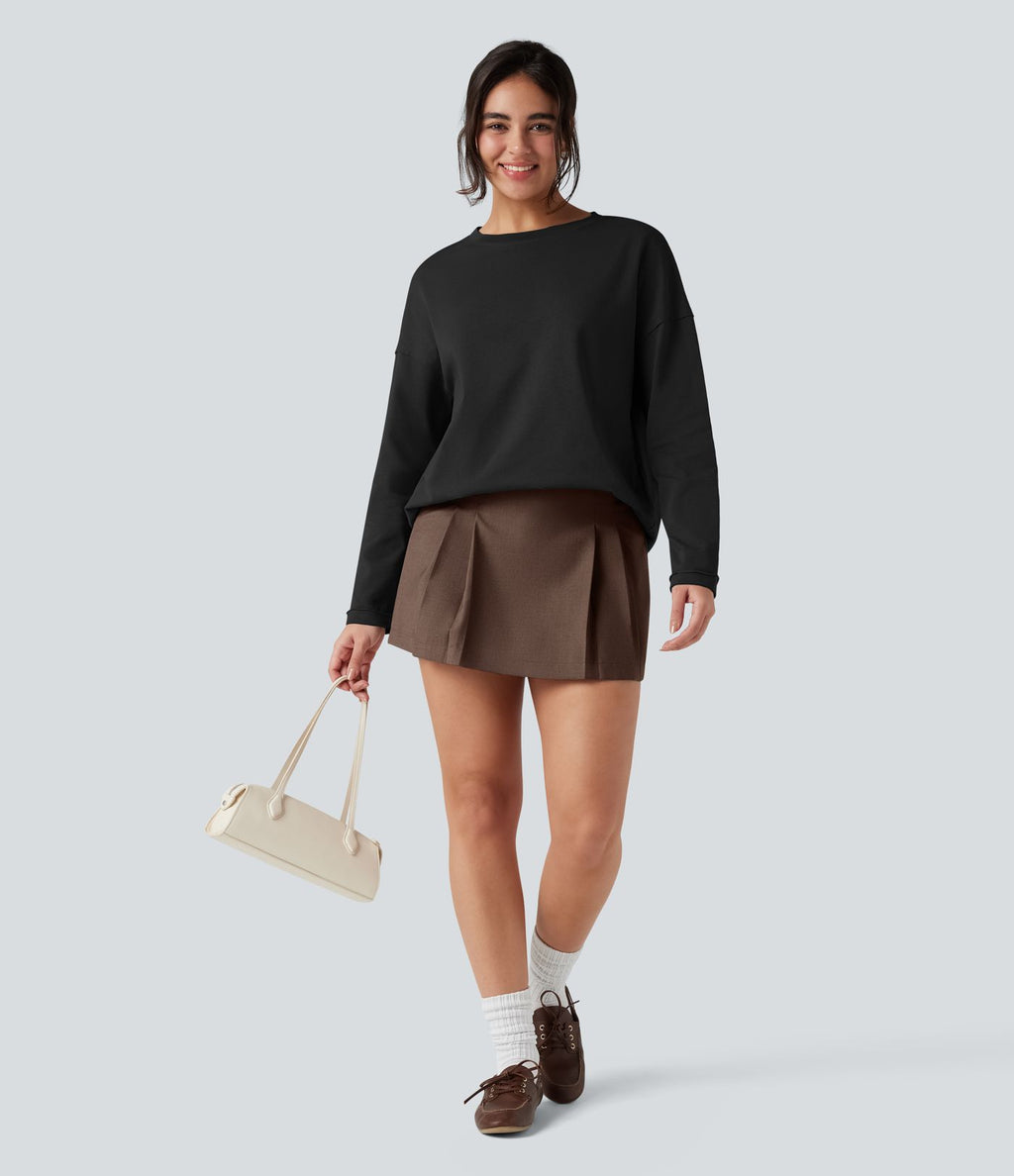 T-shirt coton oversize col rond manches longues