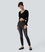 Jean skinny 7/8 décontracté taille mi-haute Halara Flex™ avec poches à enfiler