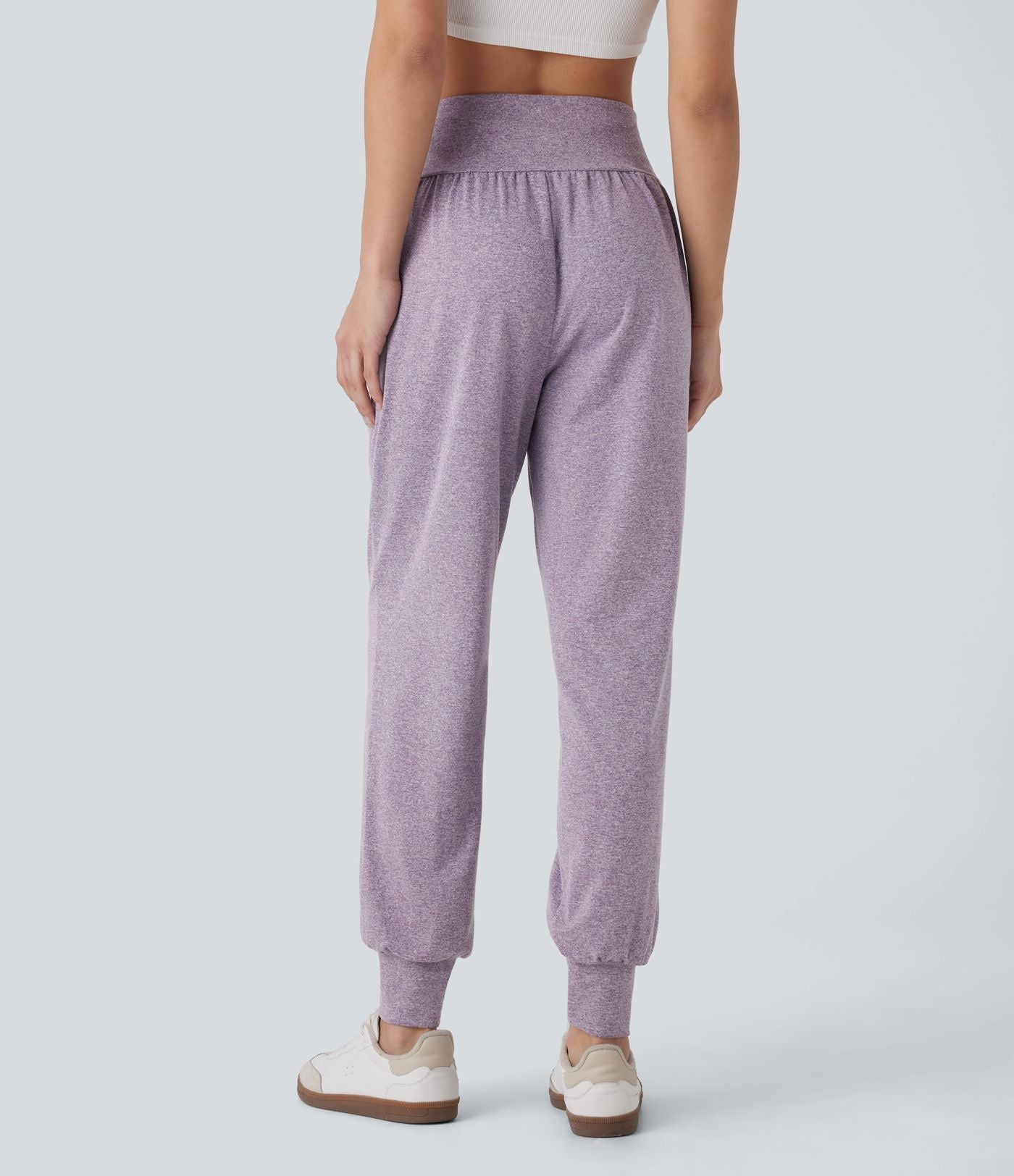 Pantalon jogging décontracté taille haute avec poches latérales