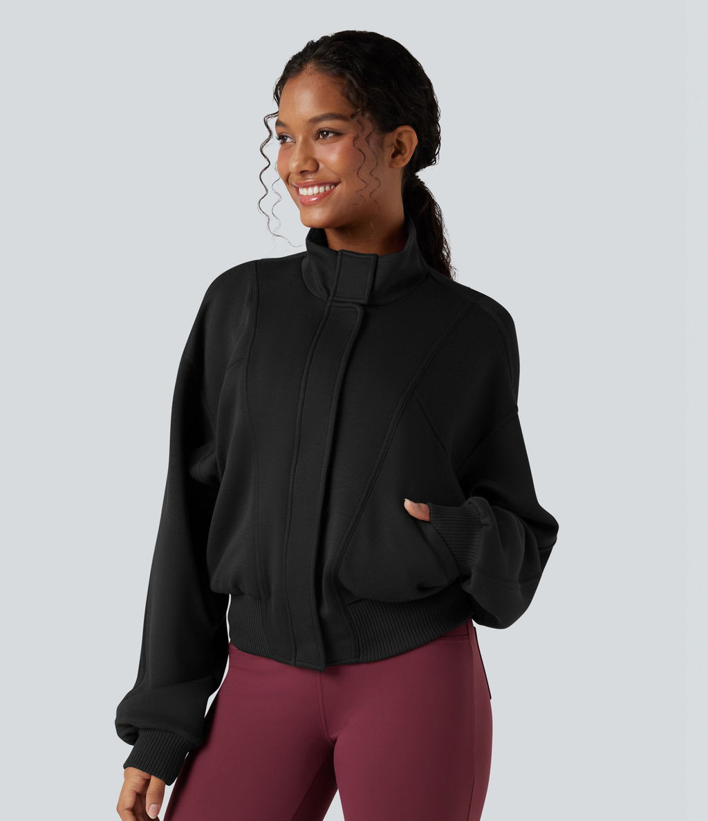 Veste de sport SpacerTek™ col montant, manches chauve-souris et détails contrastants, avec poches