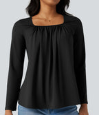 T-shirt col carré manches longues
