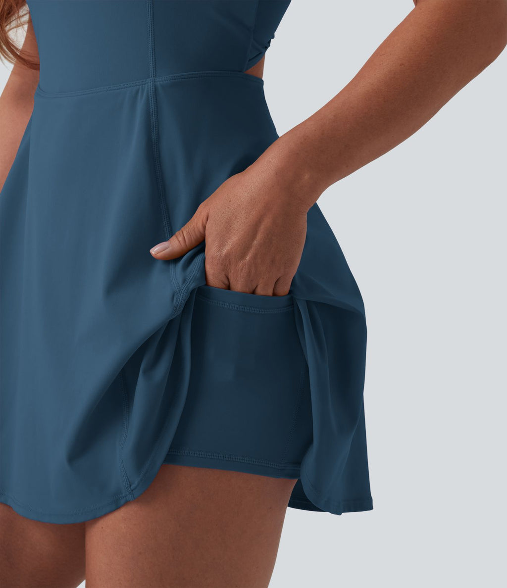 Robe de sport mini 2-en-1 SoftlyZero™ Airy col U poches effet frais InstantCool danse bonnets E-G, accès facile Easy Peasy
