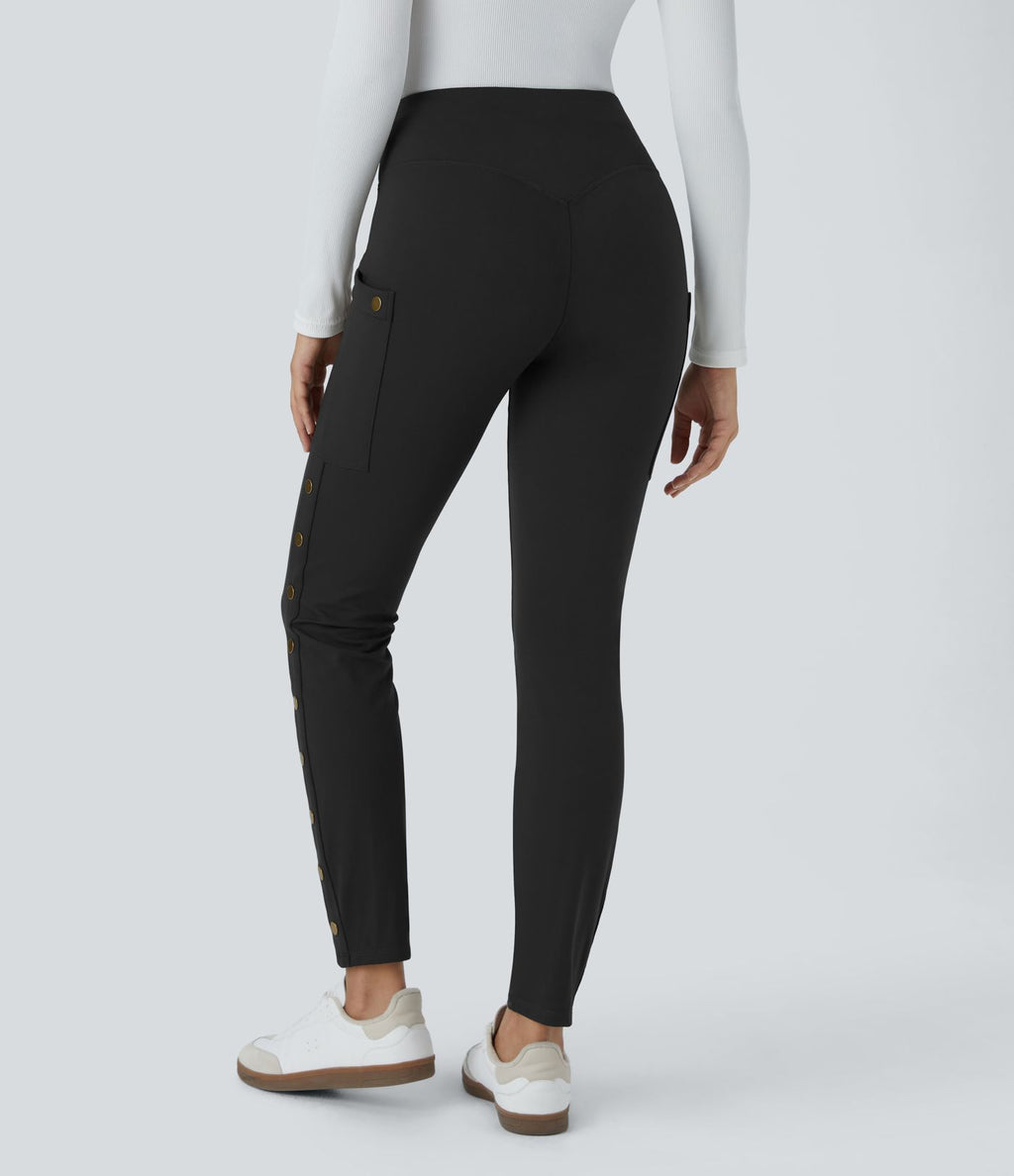 Pantalon taille haute ajusté longueur cheville avec poches décoratives DayStretch