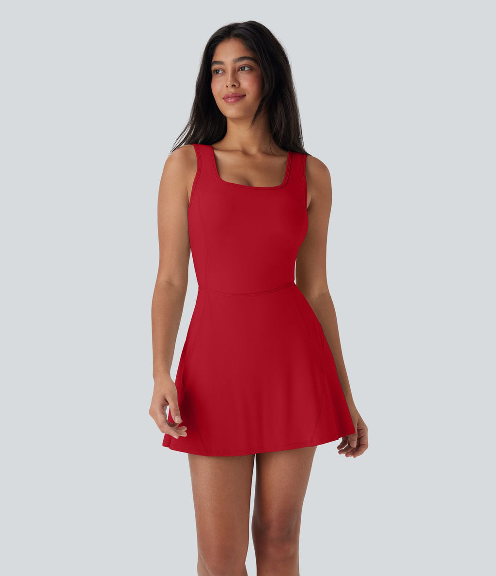 Robe SoftlyZero™ Airy de danse mini 2-en-1 dos nu, col U, bretelles croisées, poches latérales et effet frais InstantCool, accès facile Easy Peasy