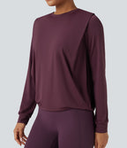 Haut de sport yoga col rond manches longues froncé - UPF50+