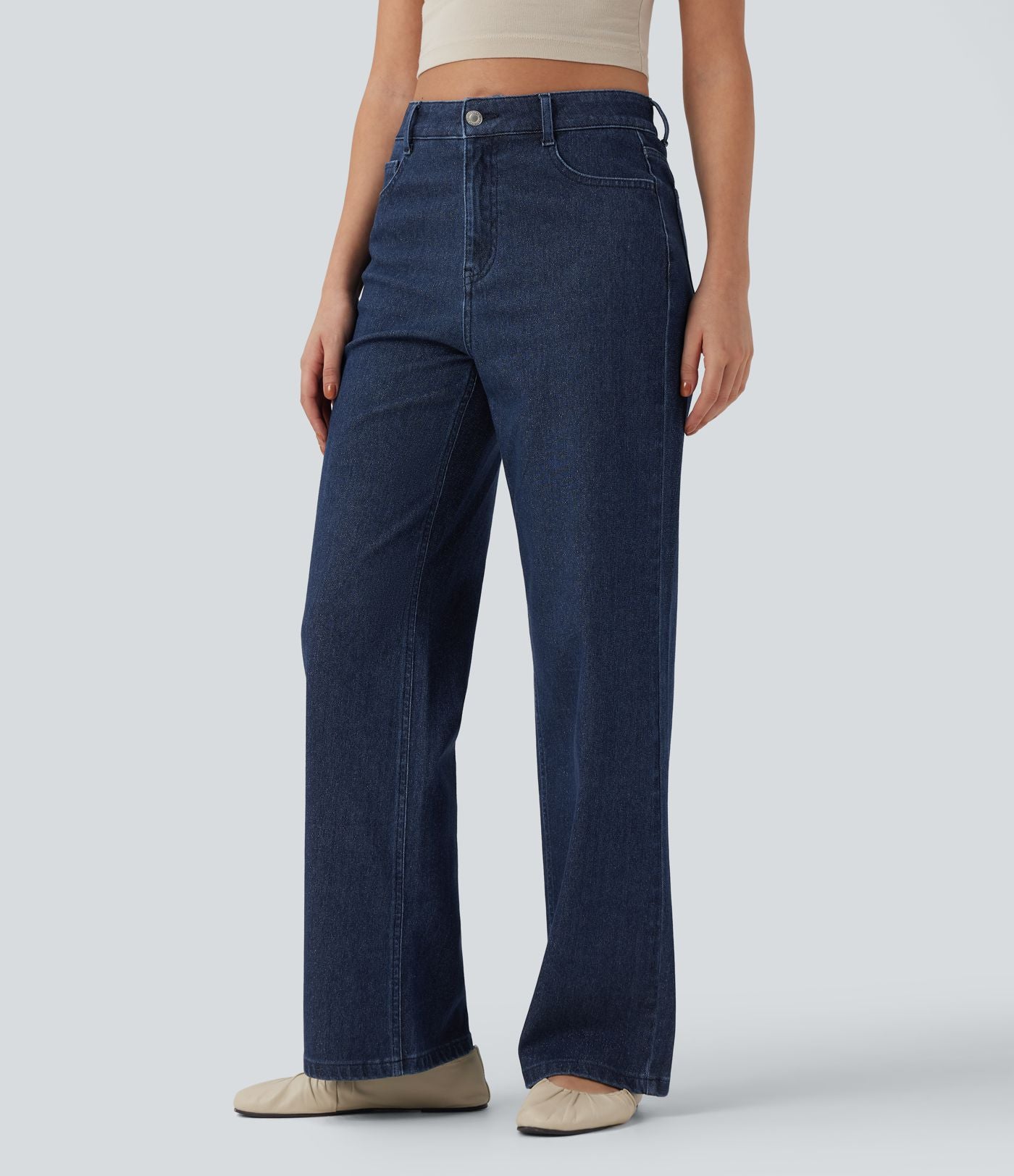 Jean taille haute Halara Flex™ jambes droites, effet sparkle avec poches