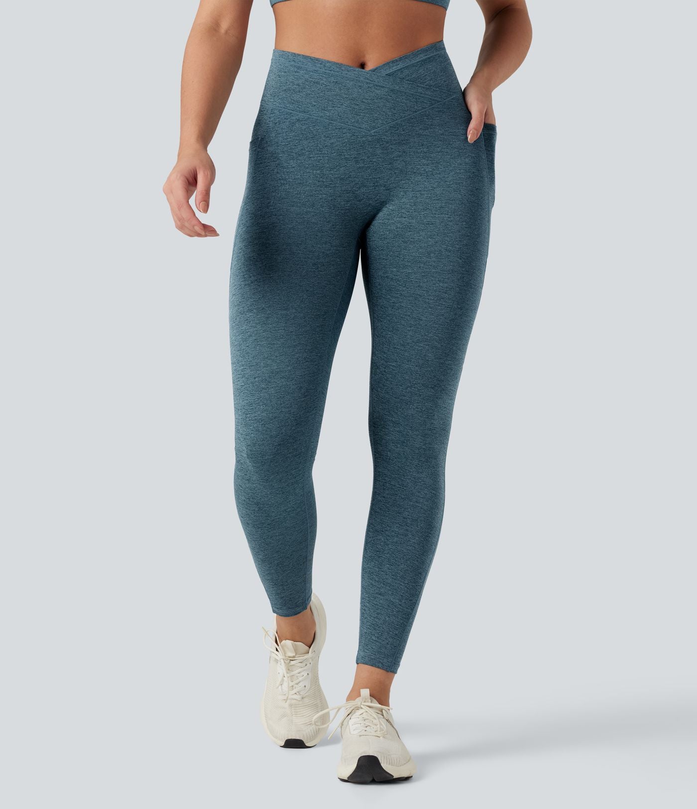 Legging yoga Halara UltraSculpt™ chiné croisé séchage rapide taille haute avec poches
