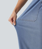 Jean barrel Halara Flex™ taille mi-haute avec cordon de serrage et poches