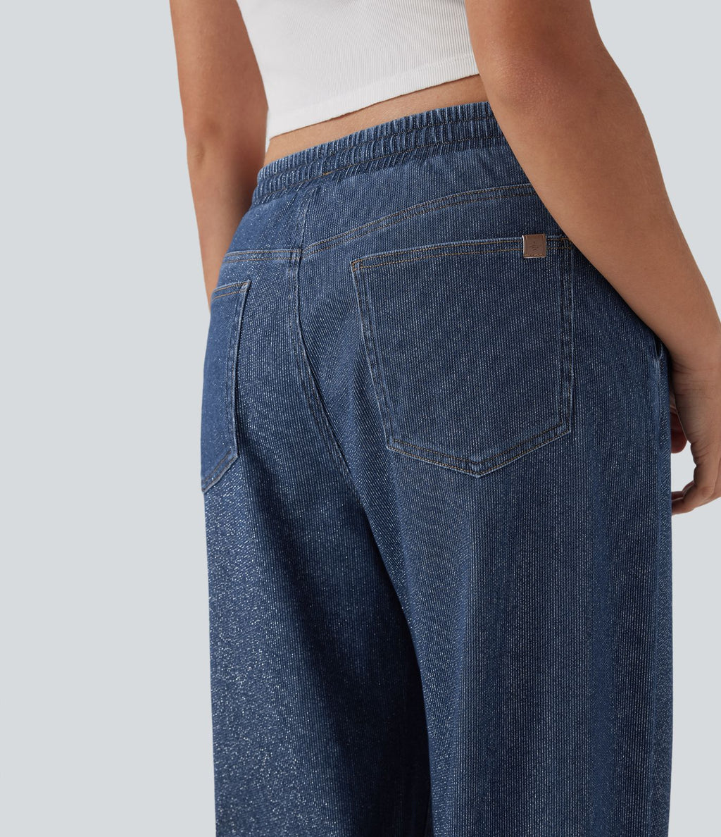 Jogging taille basse Halara Flex™ jambes larges, effet sparkle, avec poches