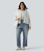 Plus Size Halara Flex™ Jean slim décontracté taille haute ourlet roulotté avec poches