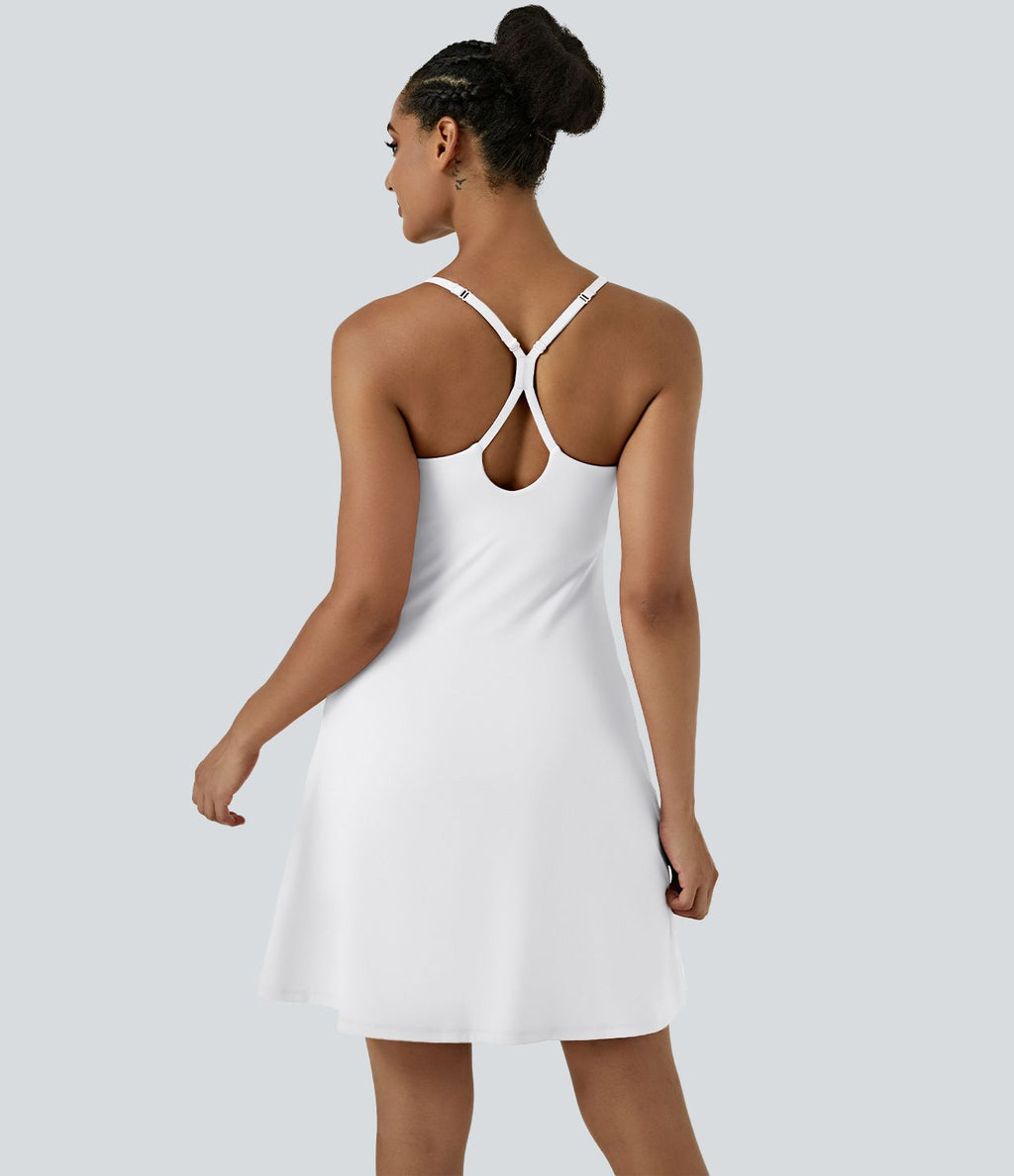 Softlyzero™ Airy Robe Sport de Yoga Plus Longue Dos Nu Découp Bretelles Réglables et Poches