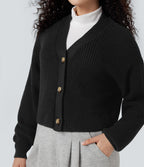 Cardigan gaufré col V manches longues