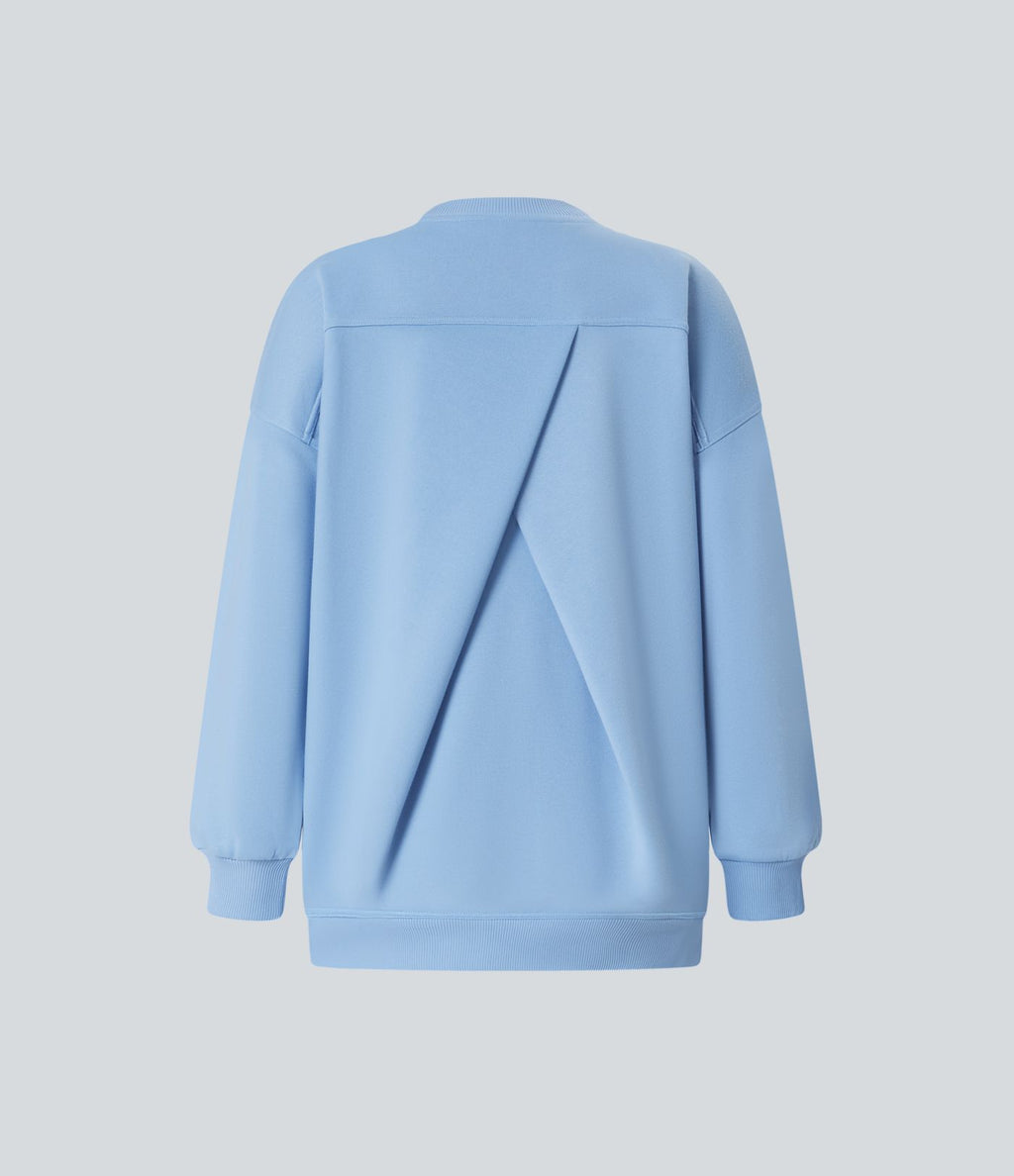 Sweat-shirt décontracté en polaire, col rond, manches longues, poches latérales, coupe oversize
