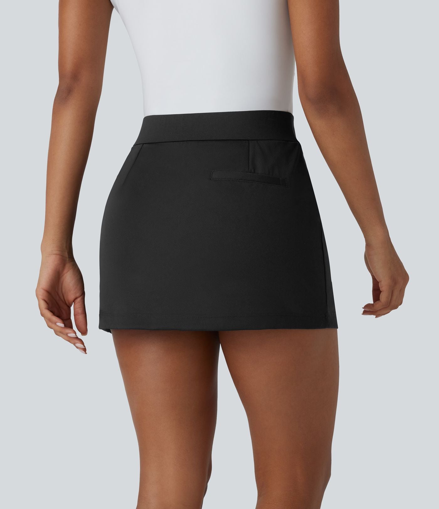 Jupe-short de golf mini taille haute 2-en-1 fendue à boutons décoratifs avec poche latérale séchage rapide - Poche pour tee de golf - UPF40+