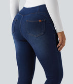 Halara Flex™ Denim Heat Legging denim casual 7/8 taille haute avec poches