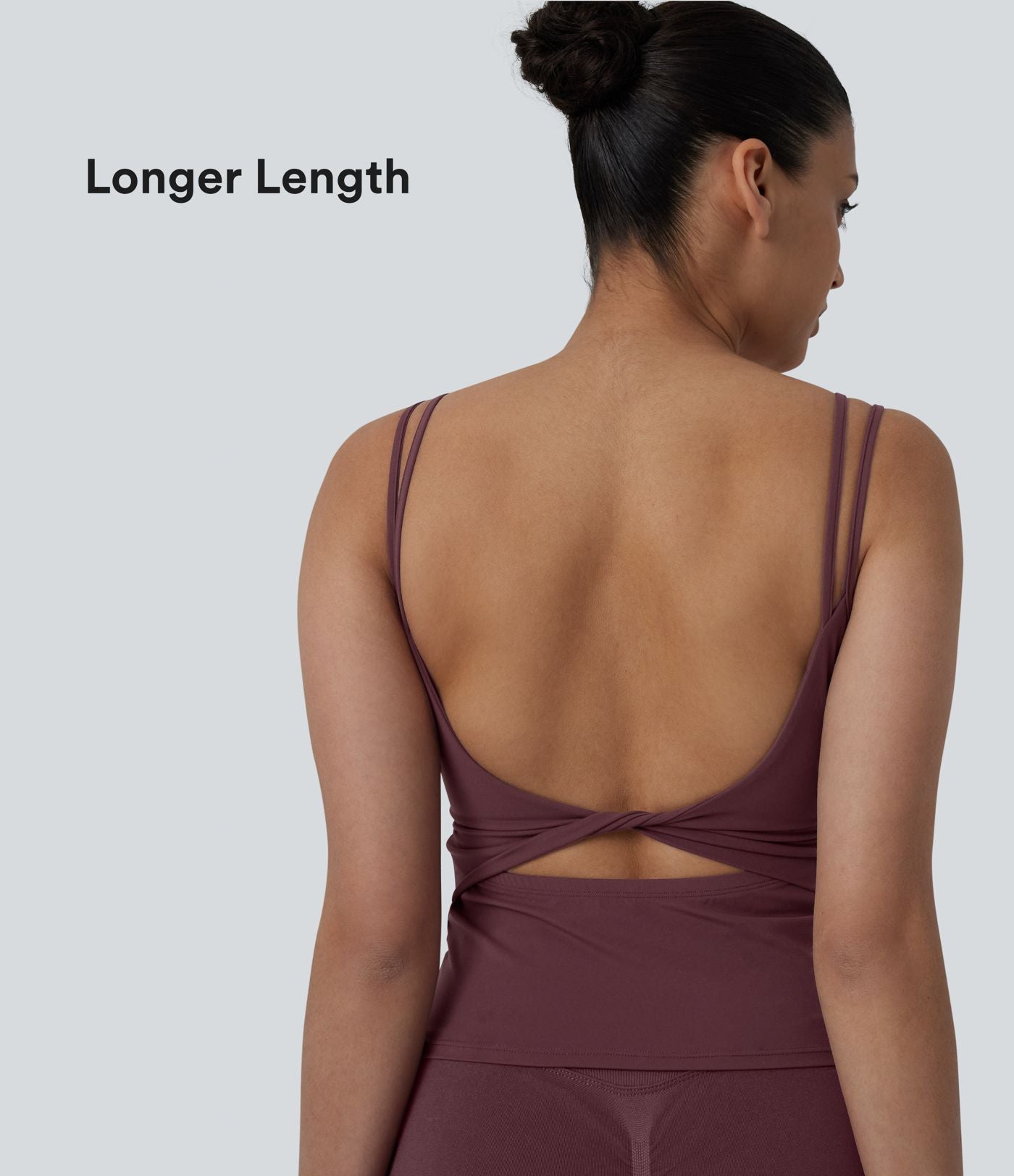 Débardeur court yoga dos nu torsadé doubles bretelles Halara UltraSculpt™ - Longueur allongée