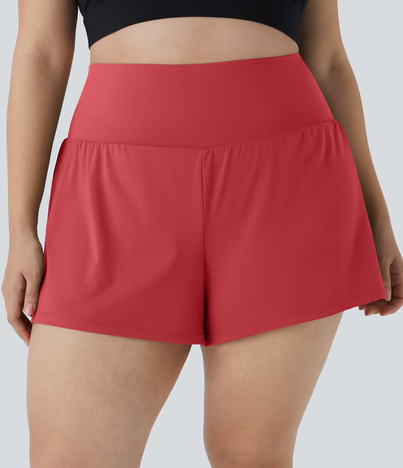 Short 8,8cm Sport Grande Taille 2 en 1 avec Poches Arrière et Poches Latérales Cachées