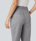 Pantalon coton coupe ajustée taille haute avec poches