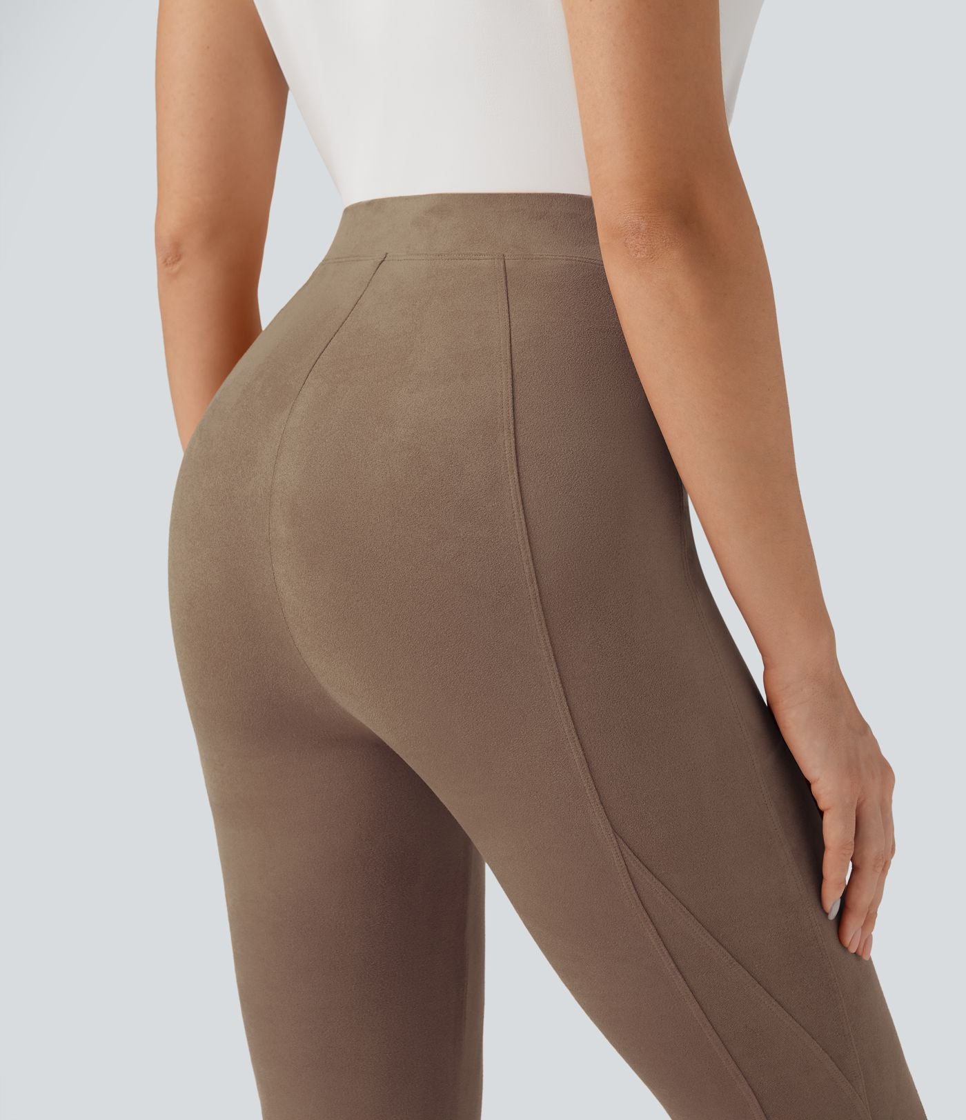 Legging décontracté 7/8 effet daim taille haute gainant avec poches