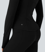 Veste de yoga Halara UltraSculpt™ col montant froncée push-up manches longues à trous pouces avec poches