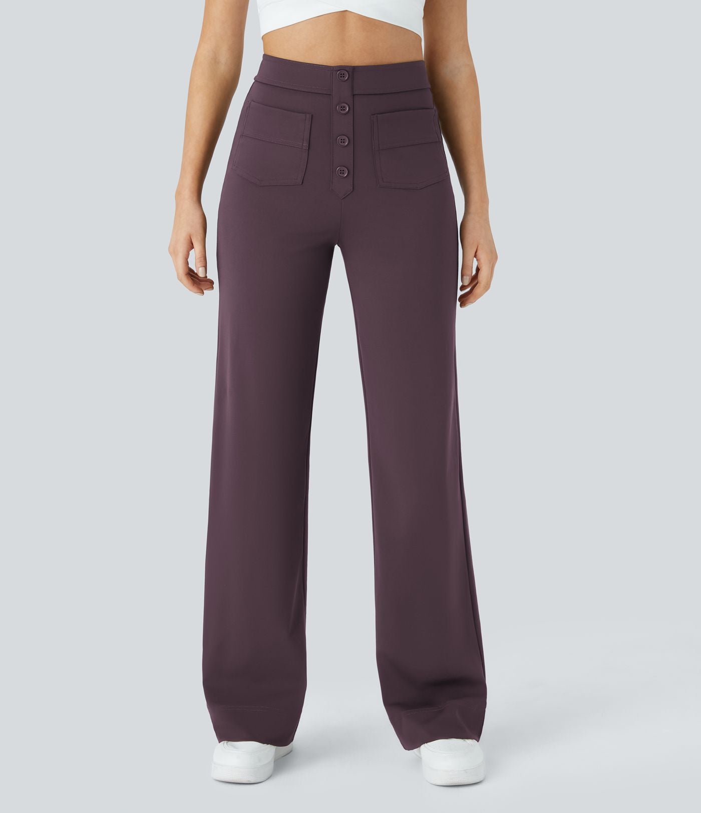 Pantalon taille haute coupe droite DayStretch avec poches