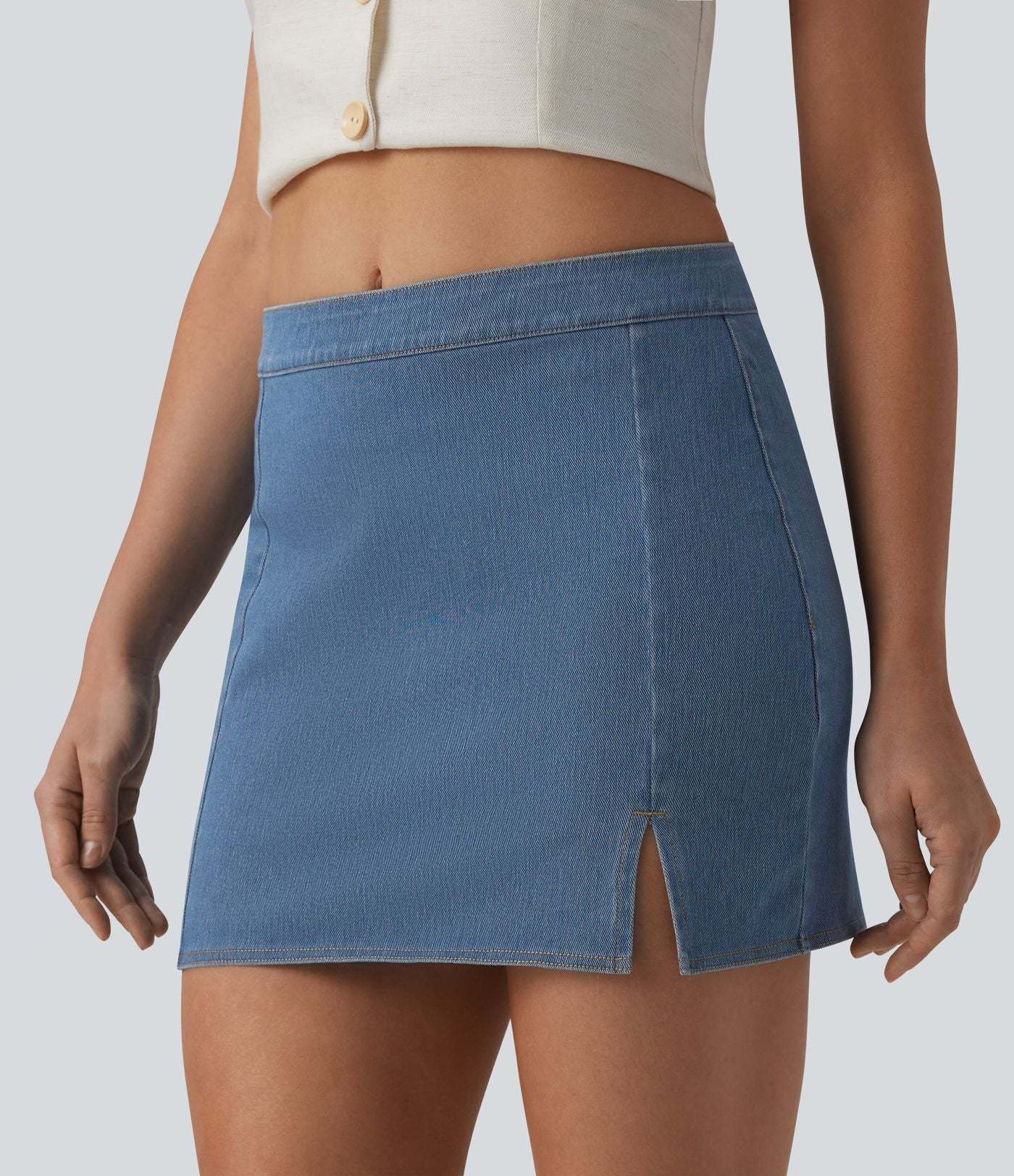 Halara Flex™ Jupe mini moulante casual en jean taille mi-haute