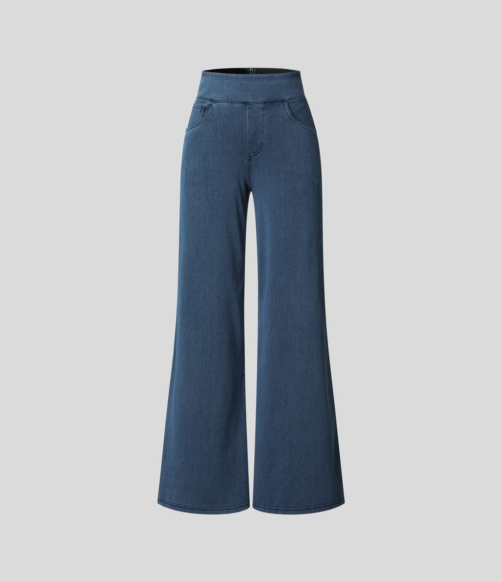 Halara Flex™ Jean Large Travail à Taille Haute Poches Multiples et Tricot Extensible