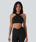 Brassière de sport yoga soutien souple croisé à découpes bonnets A-D