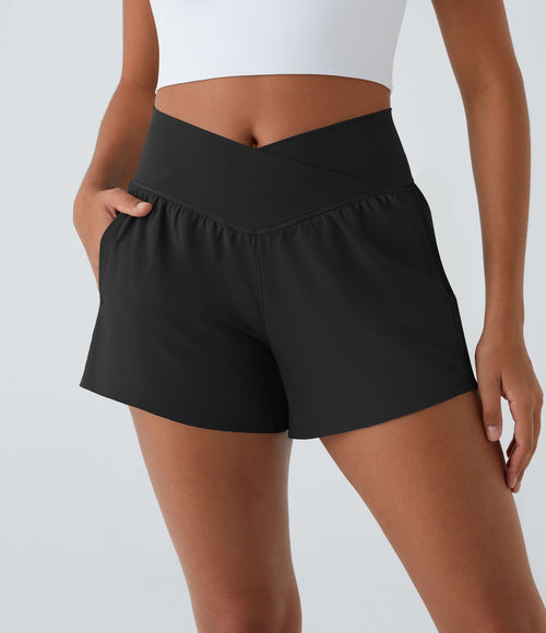 Breezeful™ Shorts 10cm Yoga Séchage Rapide 2 en 1 Taille Haute Poches Latérales Croisées