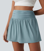Jupe casual micro mini 2-en-1 taille haute avec poches