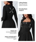 Robe de tennis active courte Halara UltraSculpt™ push-up 2-en-1 manches longues avec trous pouces et poche